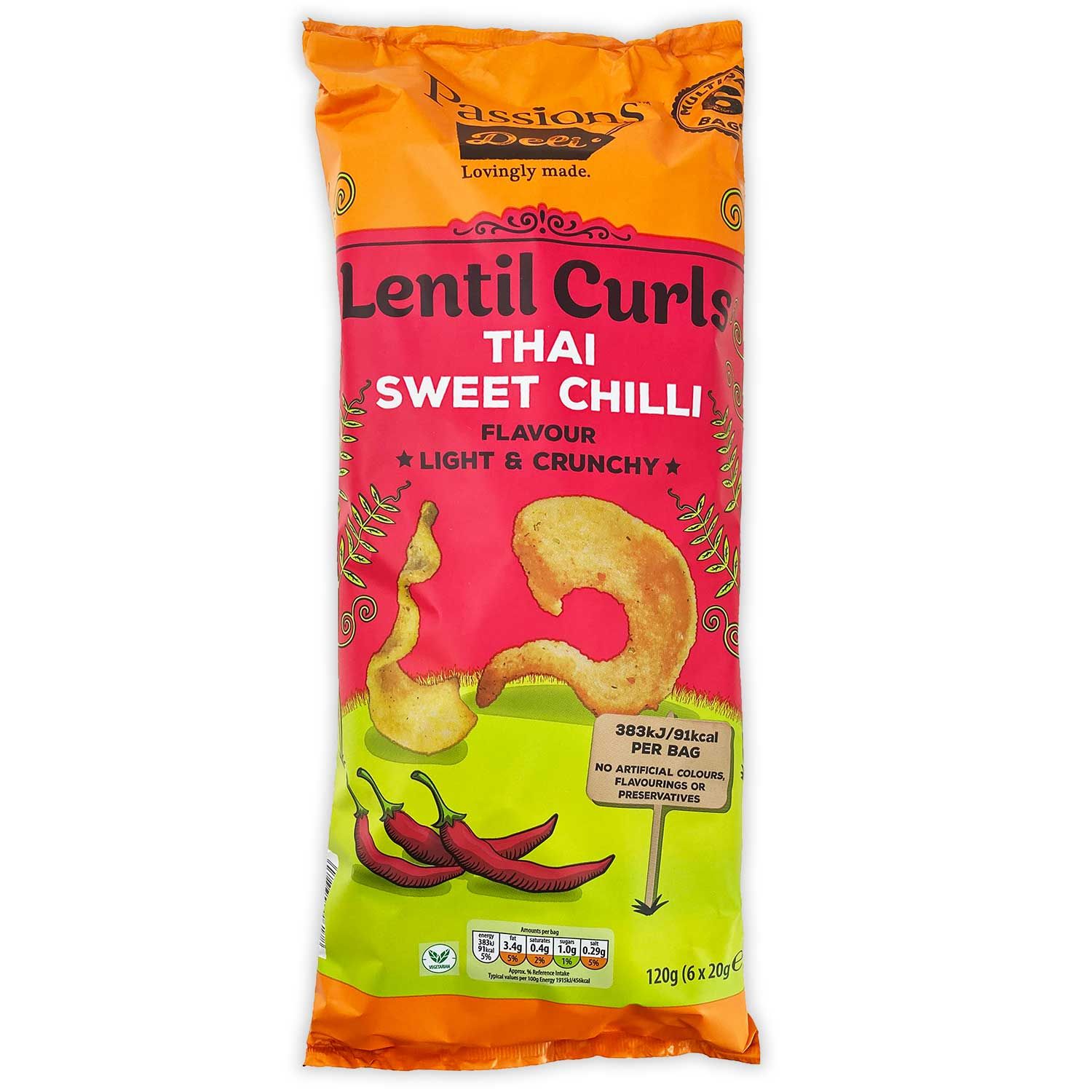 Lentil Curls Thai Sweet Chilli Flavour 120g Passions Deli